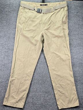 Rohan Pants Mens 38S 36x29 Khaki Belted Travel Stretch UPF 40+ Grand Tour Chinos